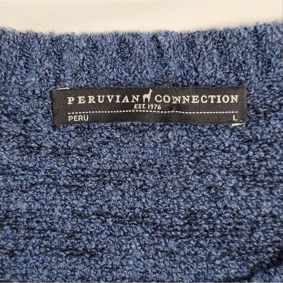 PERUVIAN CONNECTION blue sweater tunic dress pima cotton oversized cozy L - Picture 4 of 8